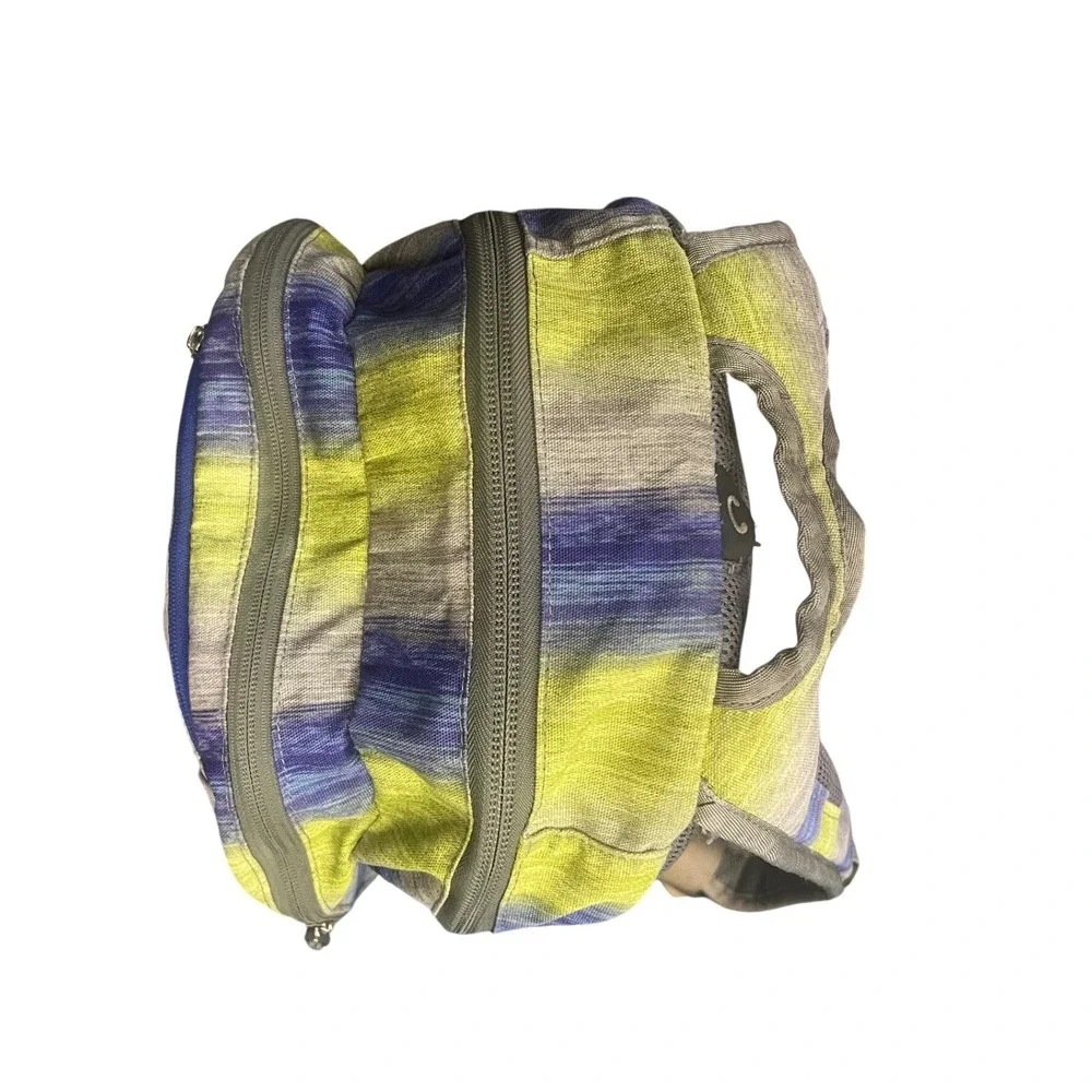 LL Bean Backpack Blue Green Space‎ Dye Stripe Multi Compartment School Travel